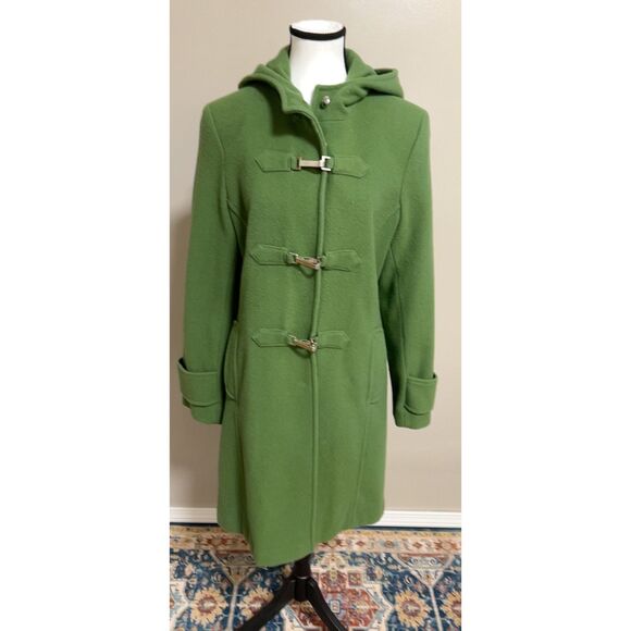 Apple green wool blend toggle coat. Size 10. - Picture 1 of 7